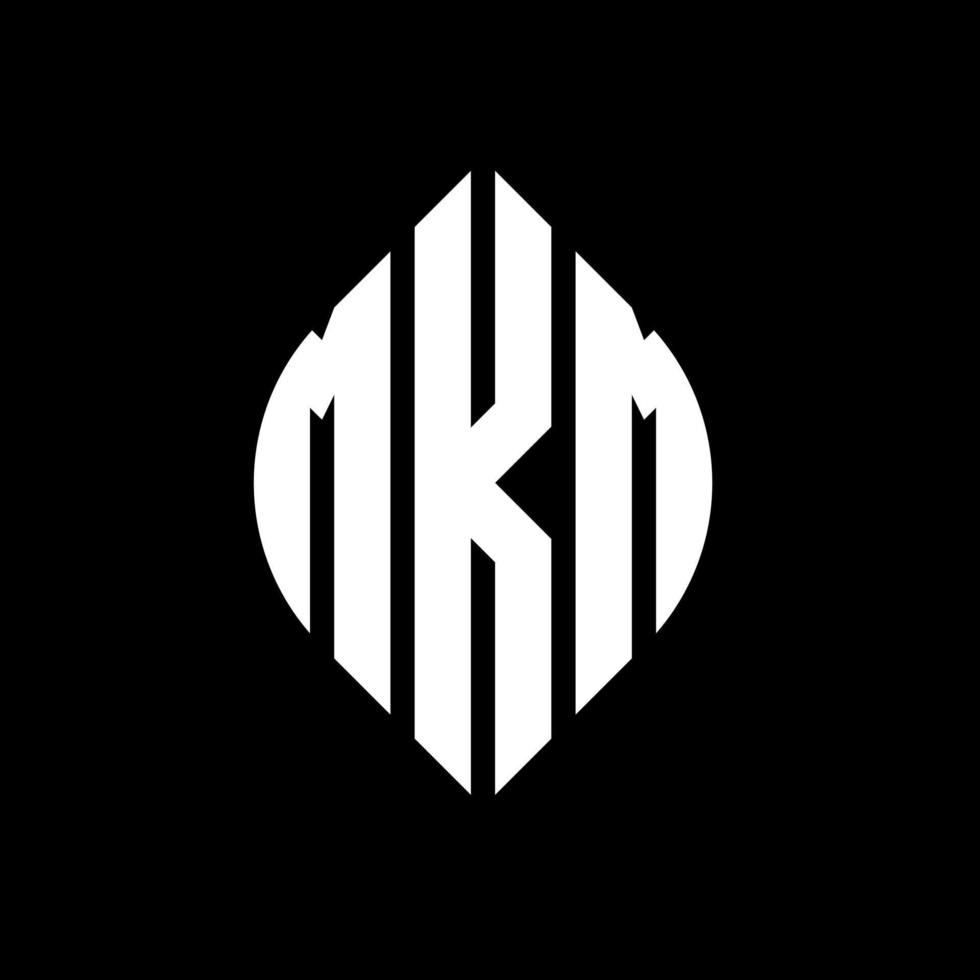 MKM circle letter logo design with circle and ellipse shape. MKM ellipse letters with typographic style. The three initials form a circle logo. MKM Circle Emblem Abstract Monogram Letter Mark Vector. vector