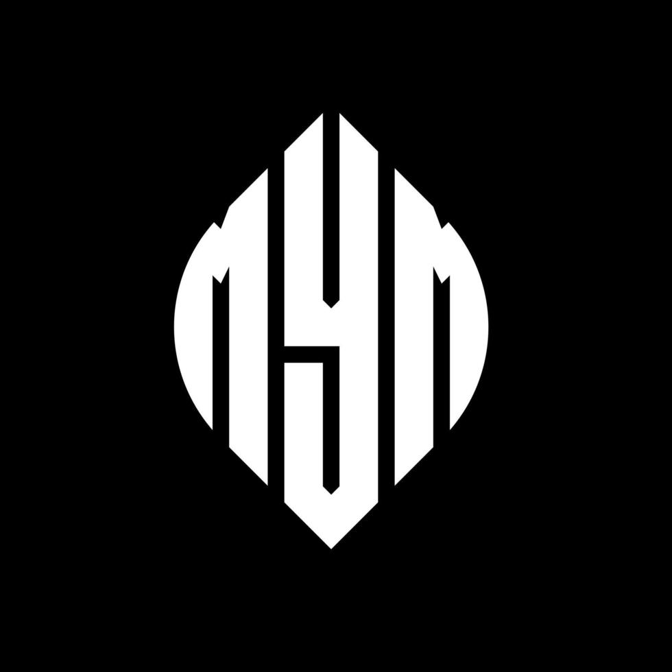 diseño de logotipo de letra mym circle con forma de círculo y elipse