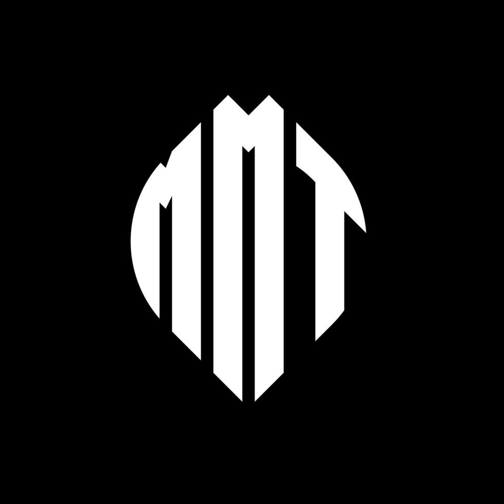MMT circle letter logo design with circle and ellipse shape. MMT ellipse letters with typographic style. The three initials form a circle logo. MMT Circle Emblem Abstract Monogram Letter Mark Vector. vector