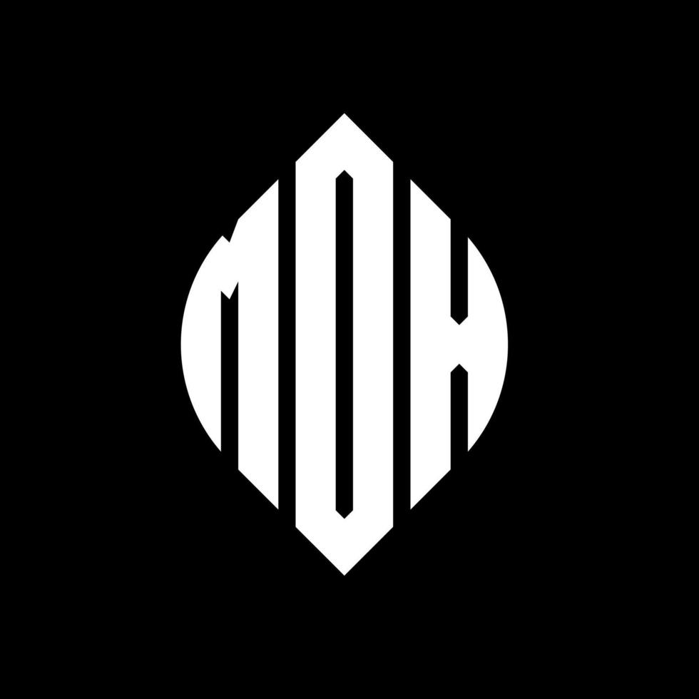 MOX circle letter logo design with circle and ellipse shape. MOX ellipse letters with typographic style. The three initials form a circle logo. MOX Circle Emblem Abstract Monogram Letter Mark Vector. vector