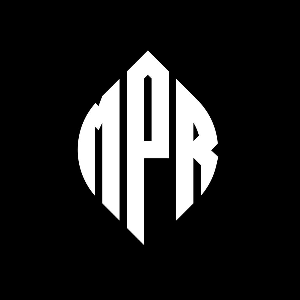 MPR circle letter logo design with circle and ellipse shape. MPR ellipse letters with typographic style. The three initials form a circle logo. MPR Circle Emblem Abstract Monogram Letter Mark Vector. vector