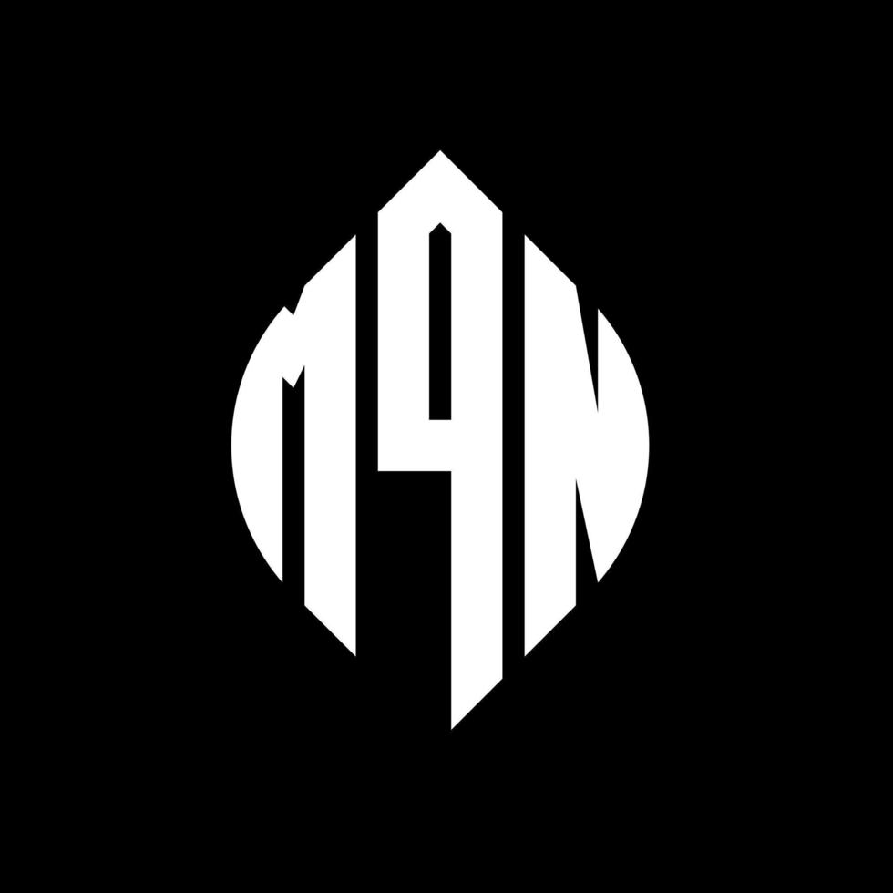 MQN circle letter logo design with circle and ellipse shape. MQN ellipse letters with typographic style. The three initials form a circle logo. MQN Circle Emblem Abstract Monogram Letter Mark Vector. vector