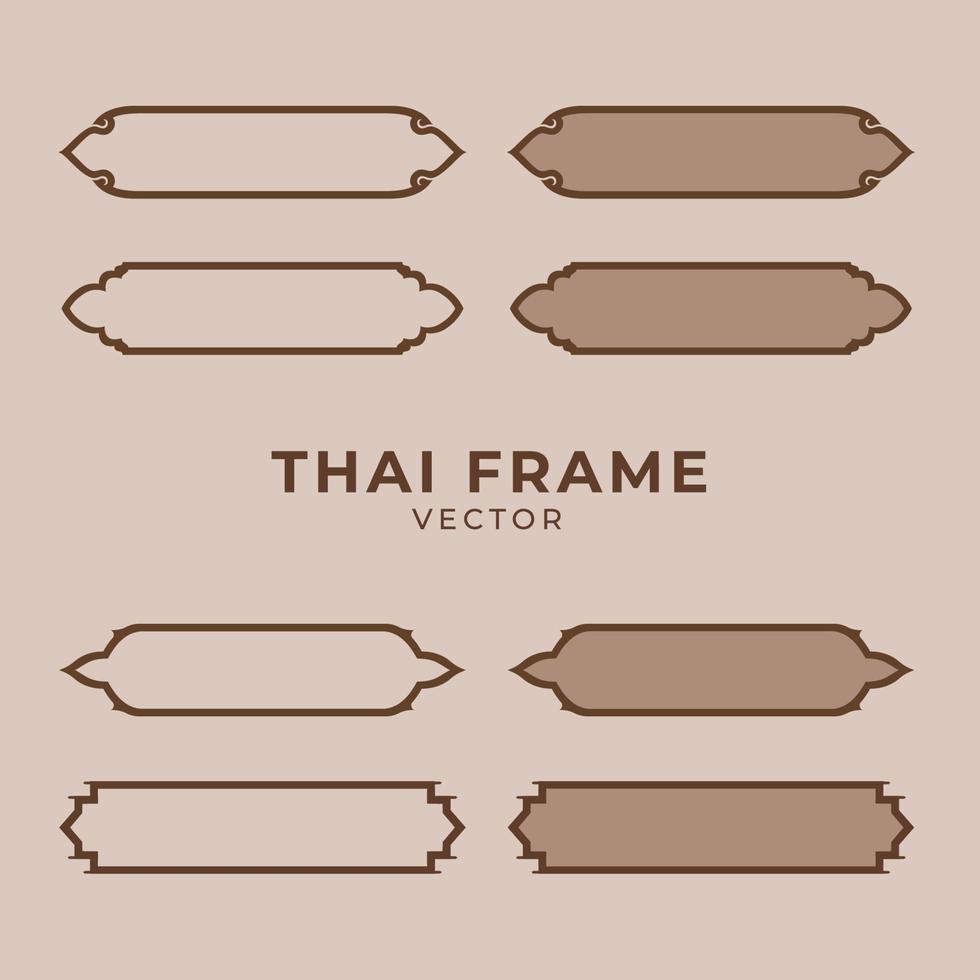 Thai backdrop frame vector five styles on white background. Traditional style in Thailand. Must use in temples or buddha rooms. Line Thai style.