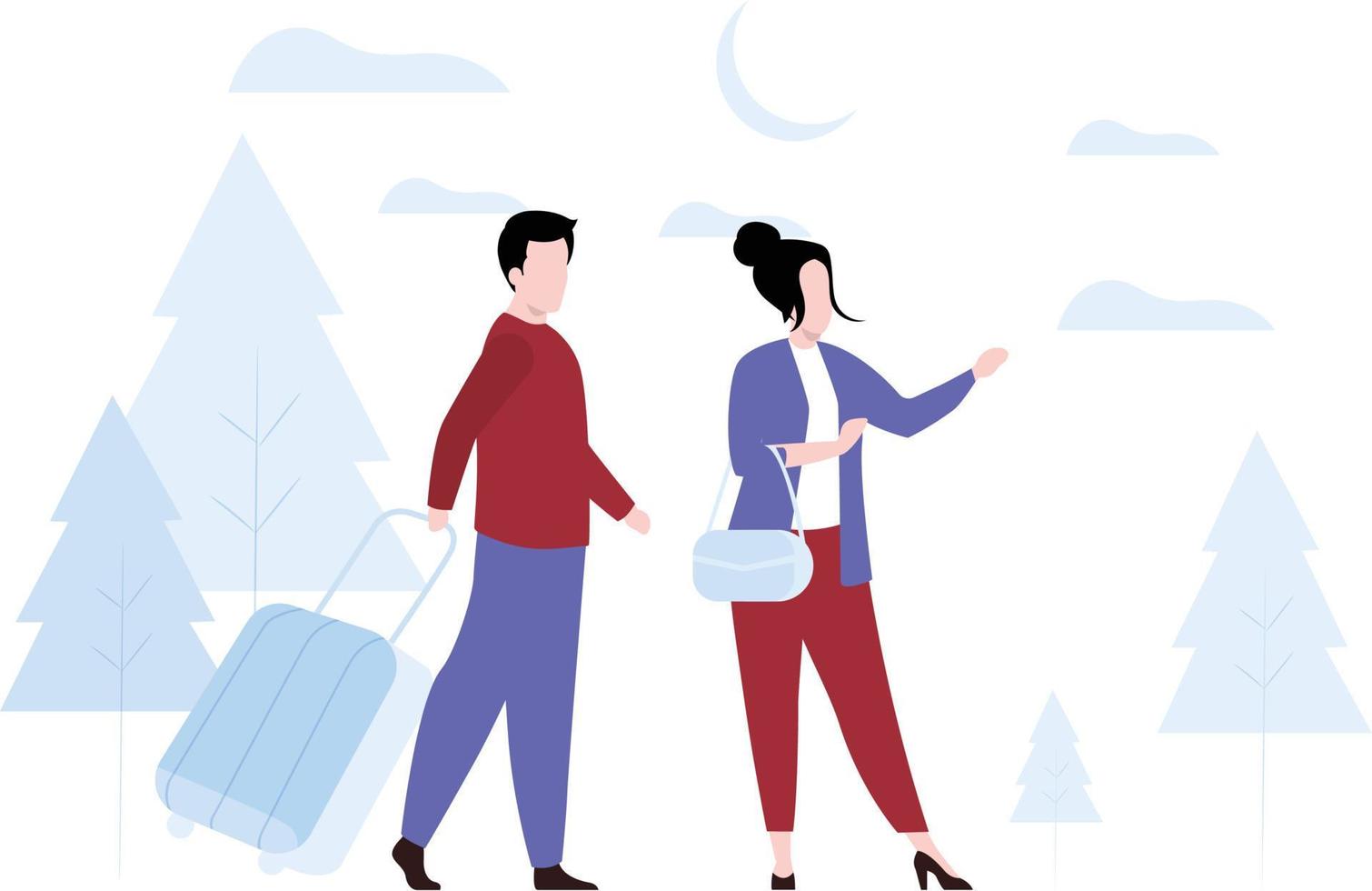 la pareja se va de vacaciones. vector