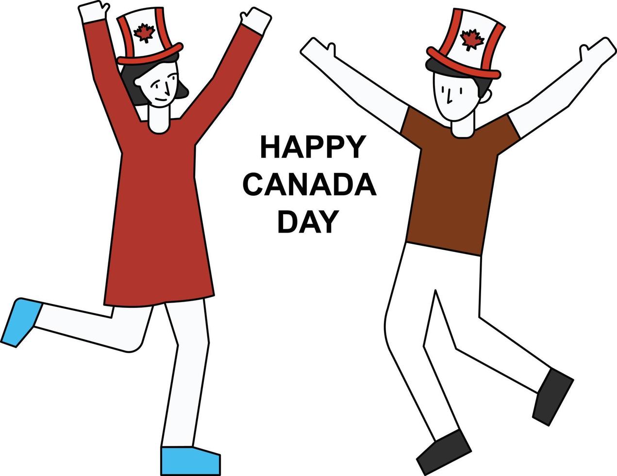 Boy and girl are celebrating Canada Day. vector