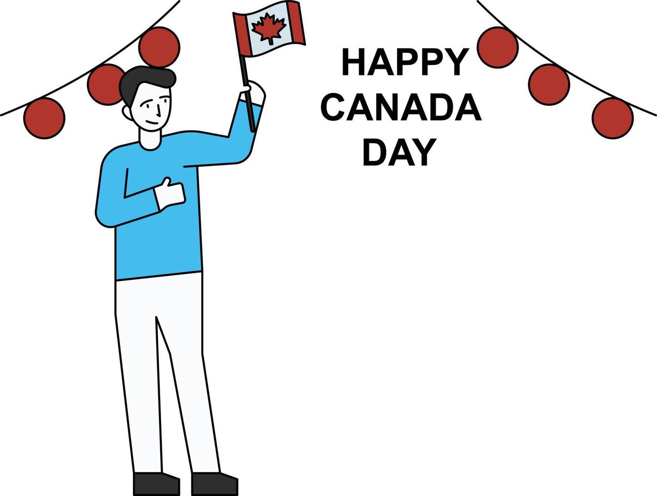 The boy is celebrating Canada Day. vector