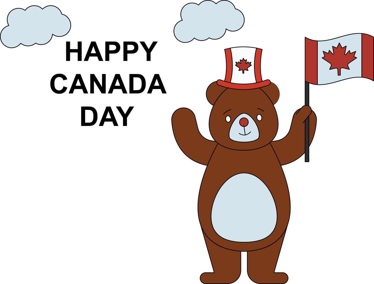el peluche está celebrando el día nacional de canadá. vector