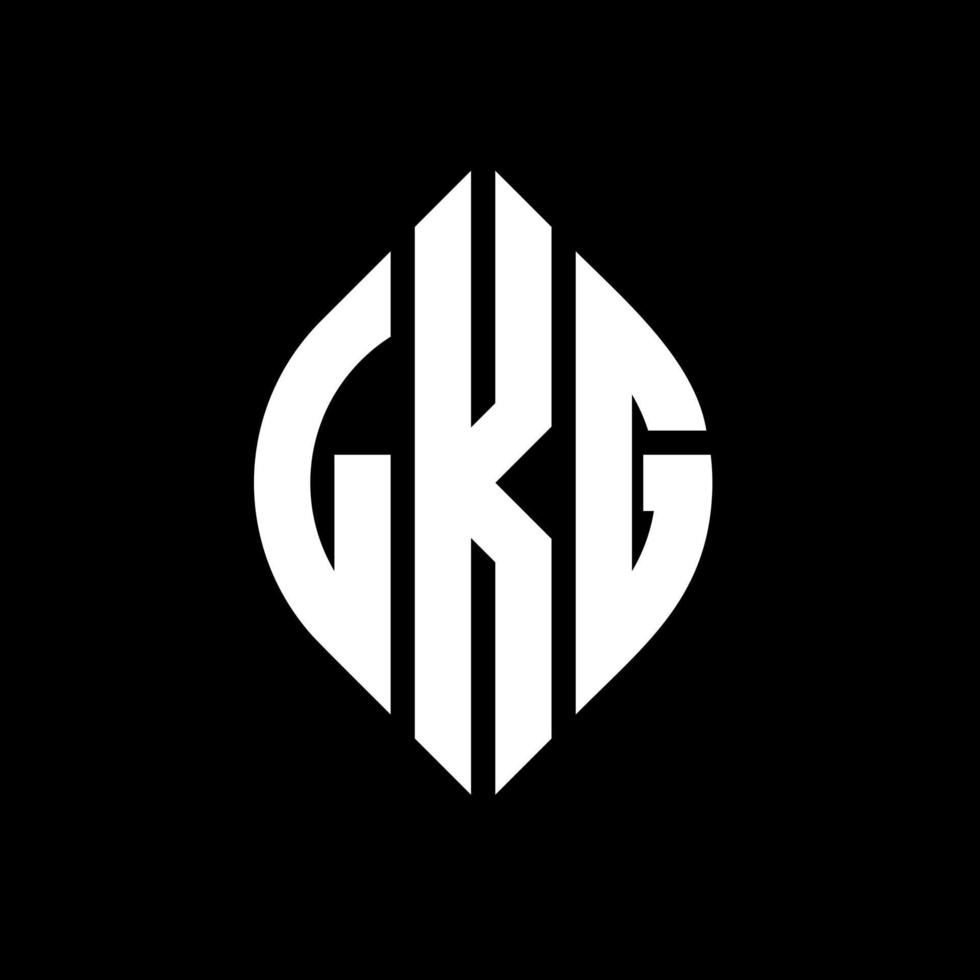 LKG circle letter logo design with circle and ellipse shape. LKG ellipse letters with typographic style. The three initials form a circle logo. LKG Circle Emblem Abstract Monogram Letter Mark Vector. vector