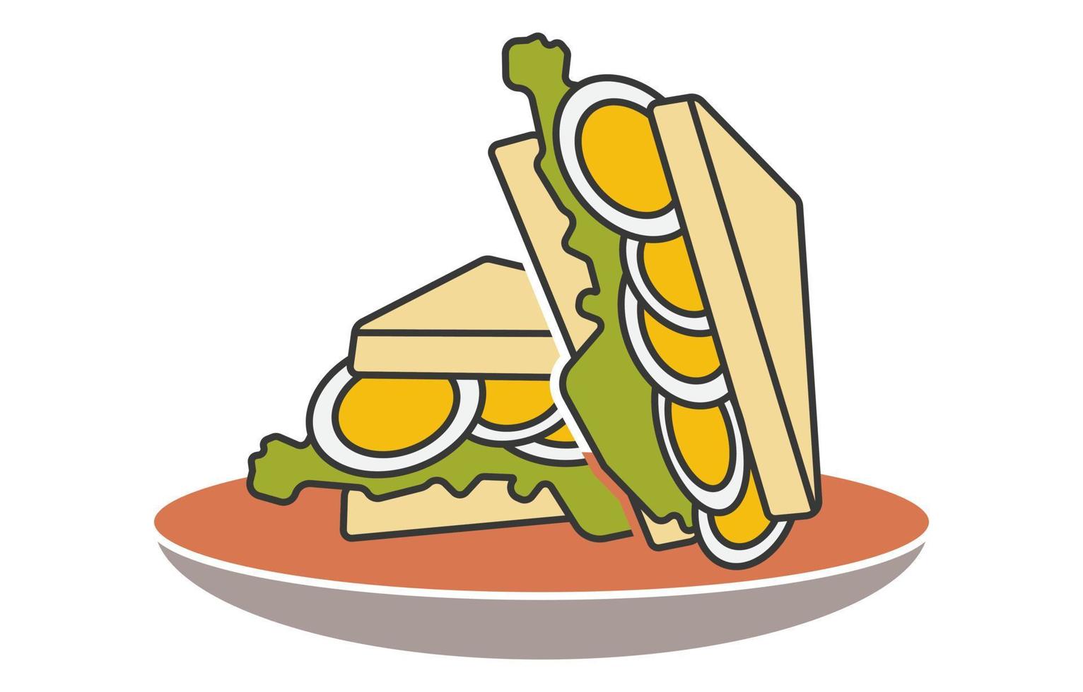 plato de sándwich de huevo en un icono de vector de placa para aplicaciones o sitios web
