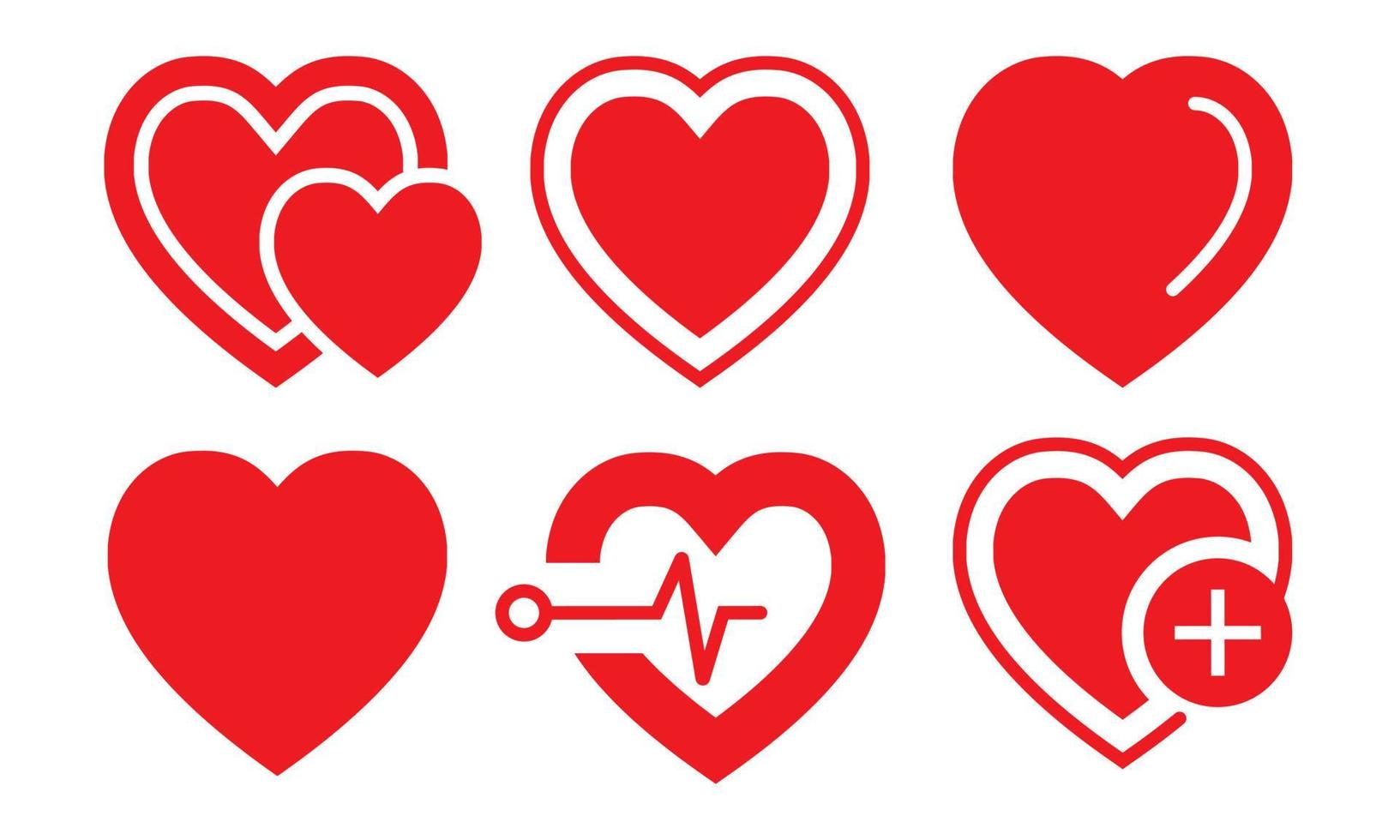 icono de vector plano en forma de corazón rojo, medicina o atención médica o símbolo romántico para aplicaciones y sitios web