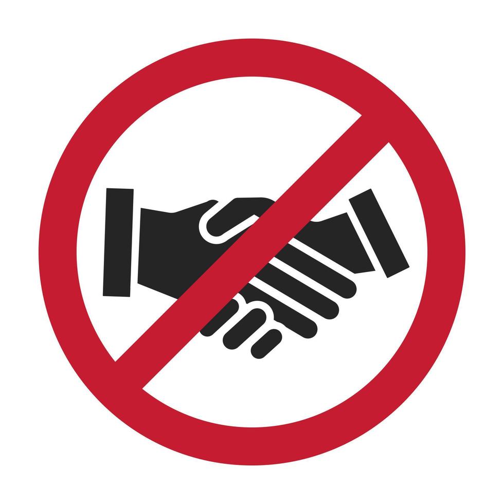 signo de prohibición de apretón de manos de color vectorial plano para aplicaciones o sitio web vector
