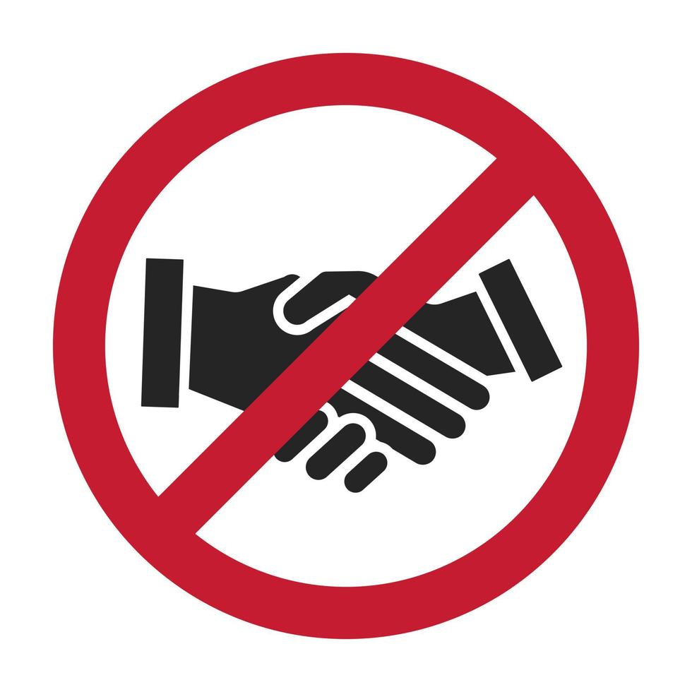 Flat vector color handshake prohibition sign for apps or website