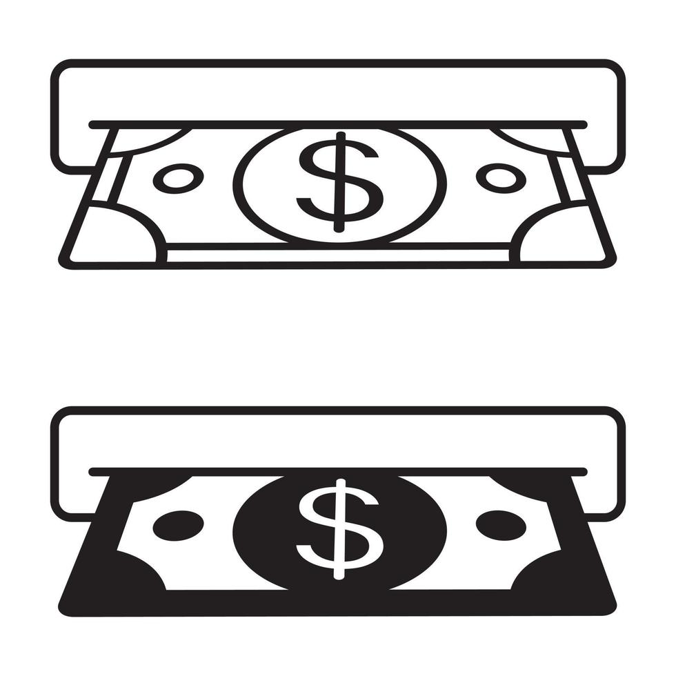 Two icon insert cash or receive money in ATM for apps and websites vector