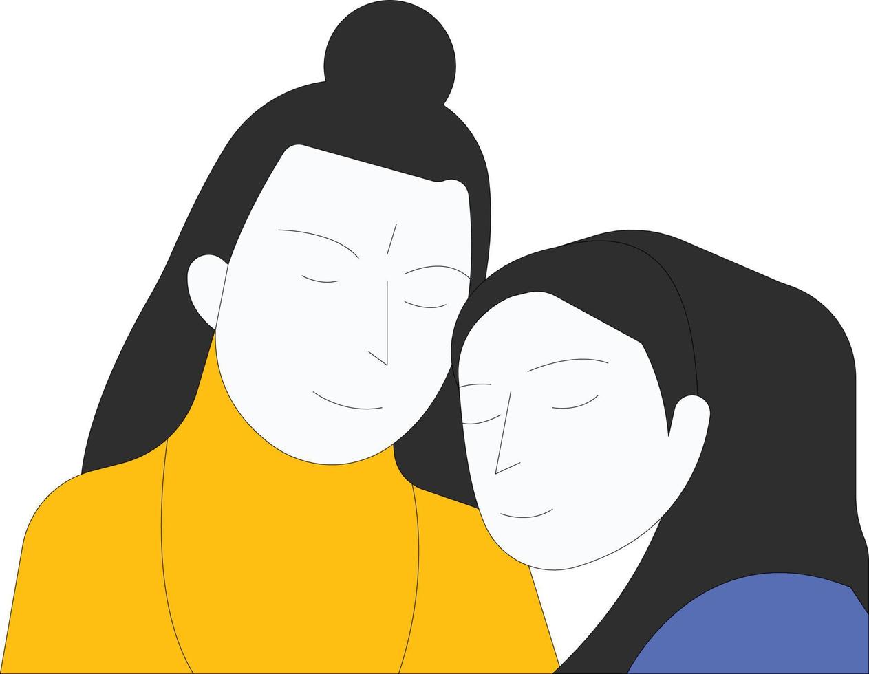 Hindu couple are hugging each other. vector