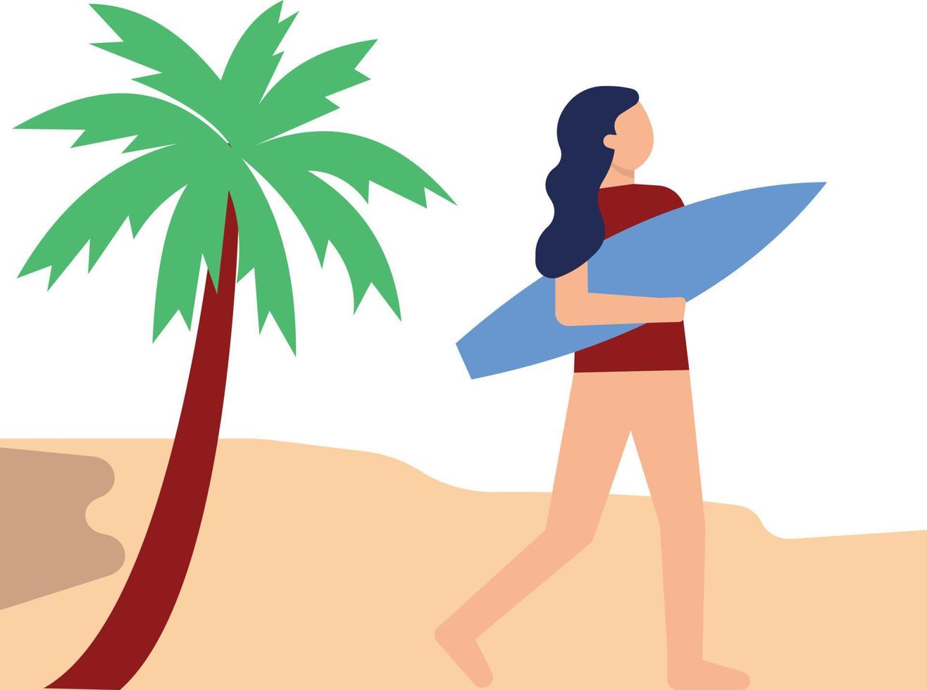 The girl is going surfing. vector