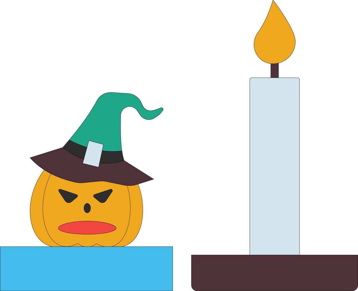 la vela de halloween está ardiendo. vector