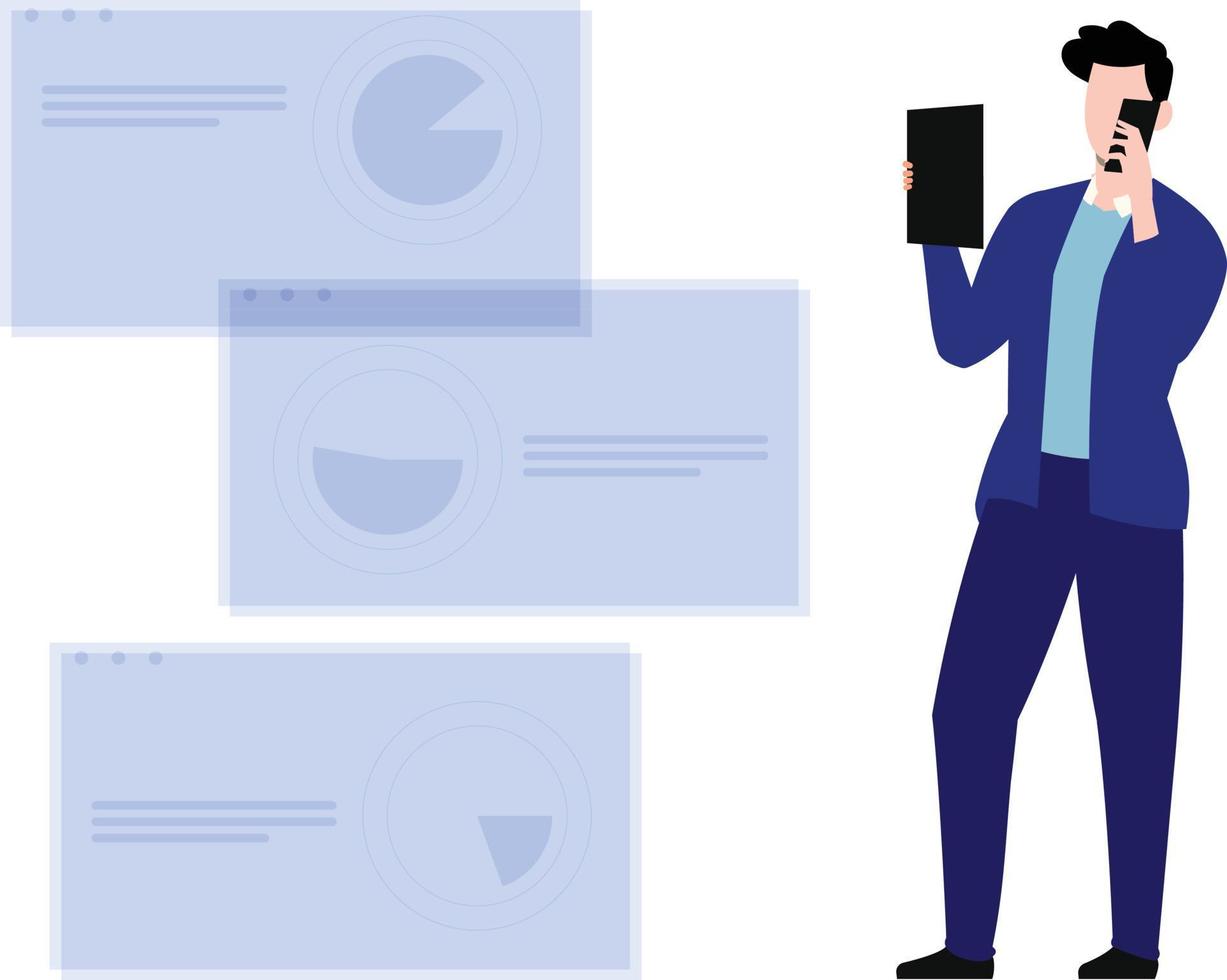 The boy is talking on the phone. vector