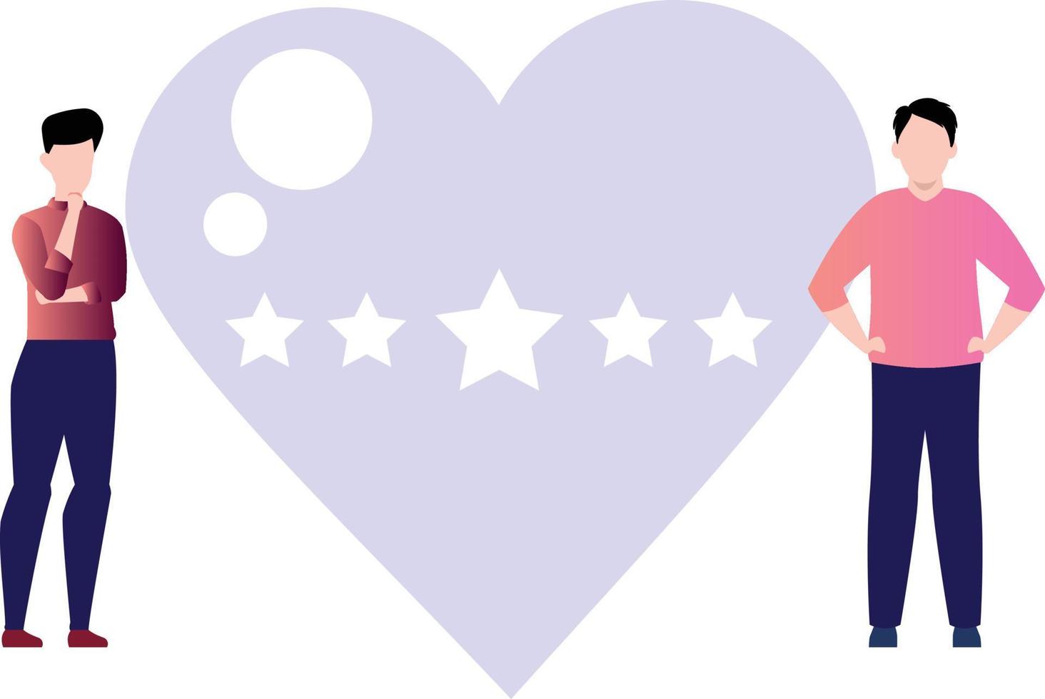 The boys stand out with a star rating. vector