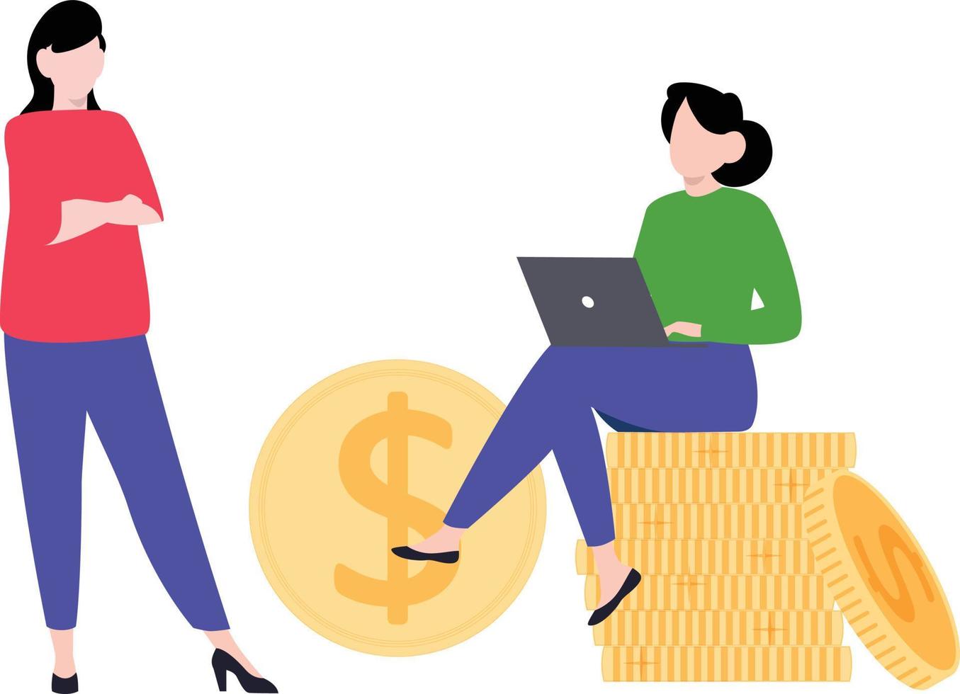The girls are working on the dollar economy. vector
