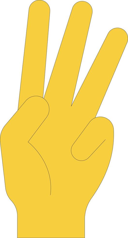 The hand is showing three fingers. vector