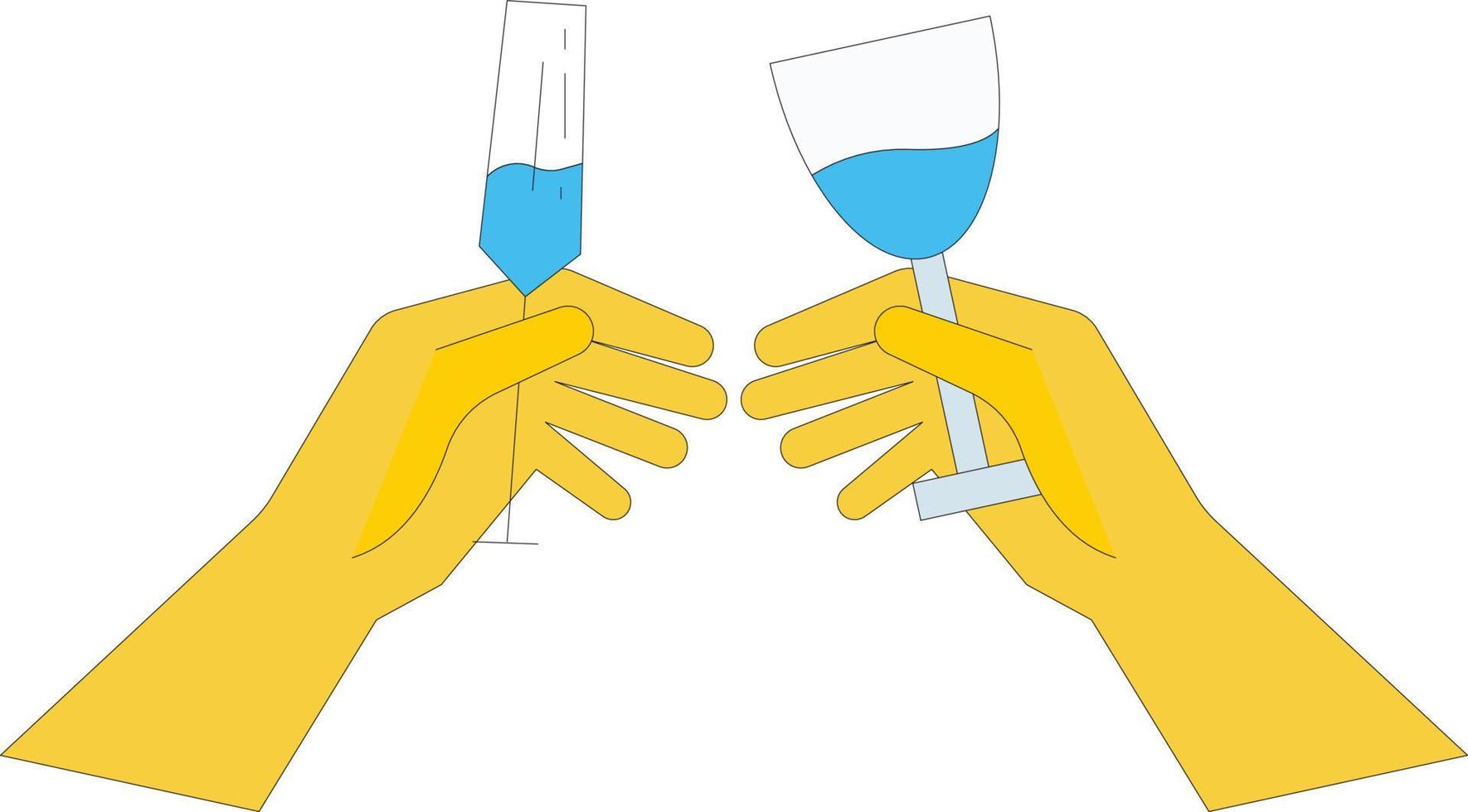 Two people are toasting drinks. vector