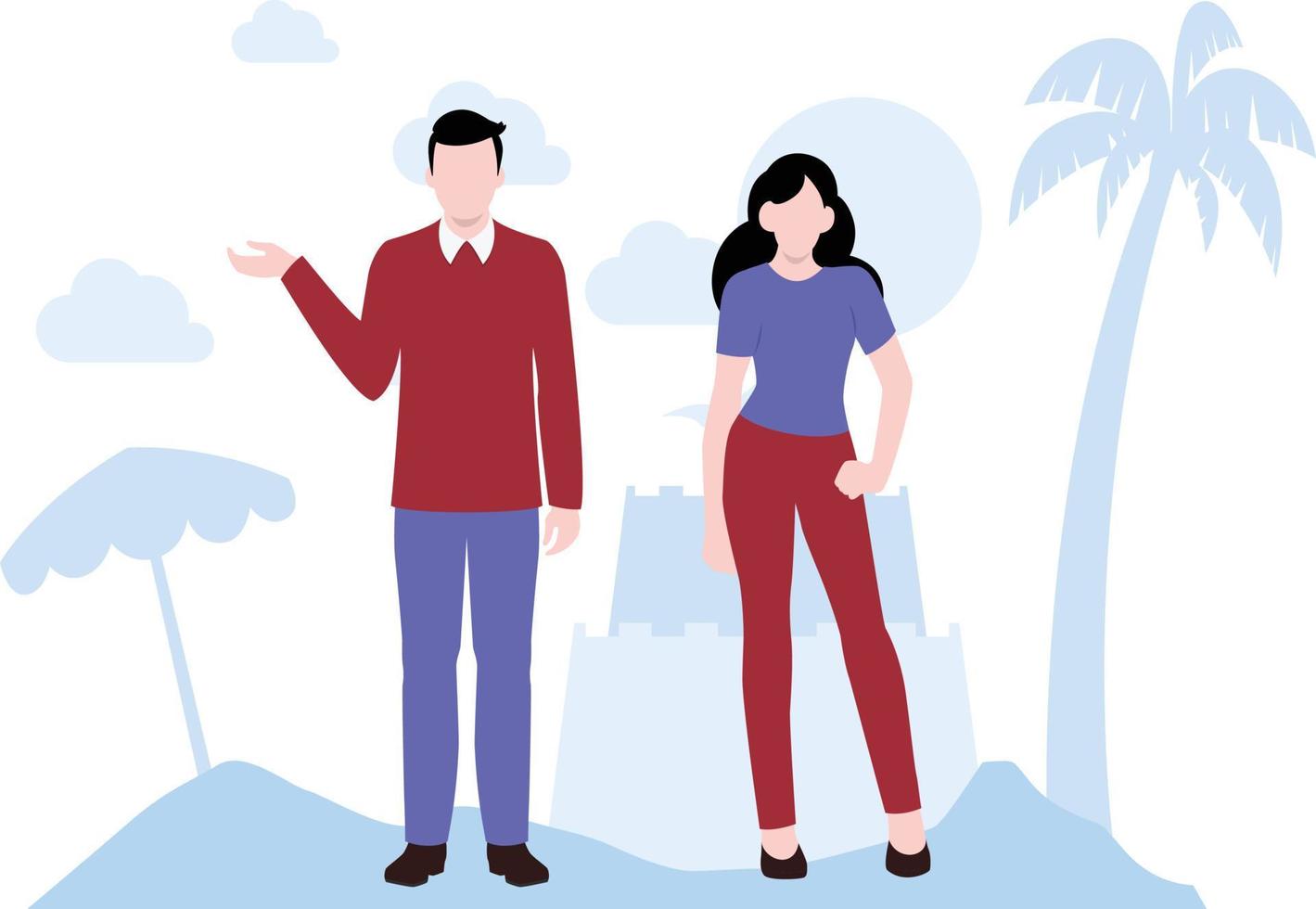 la pareja está de vacaciones. vector