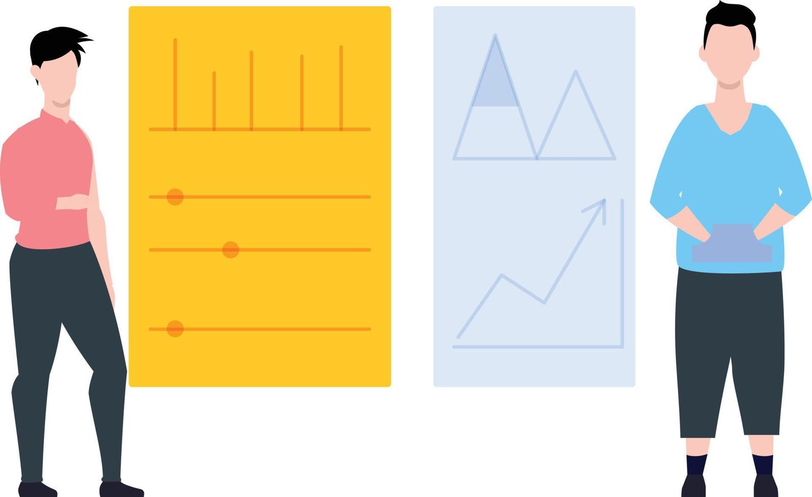 los niños están trabajando en el gráfico lineal. vector