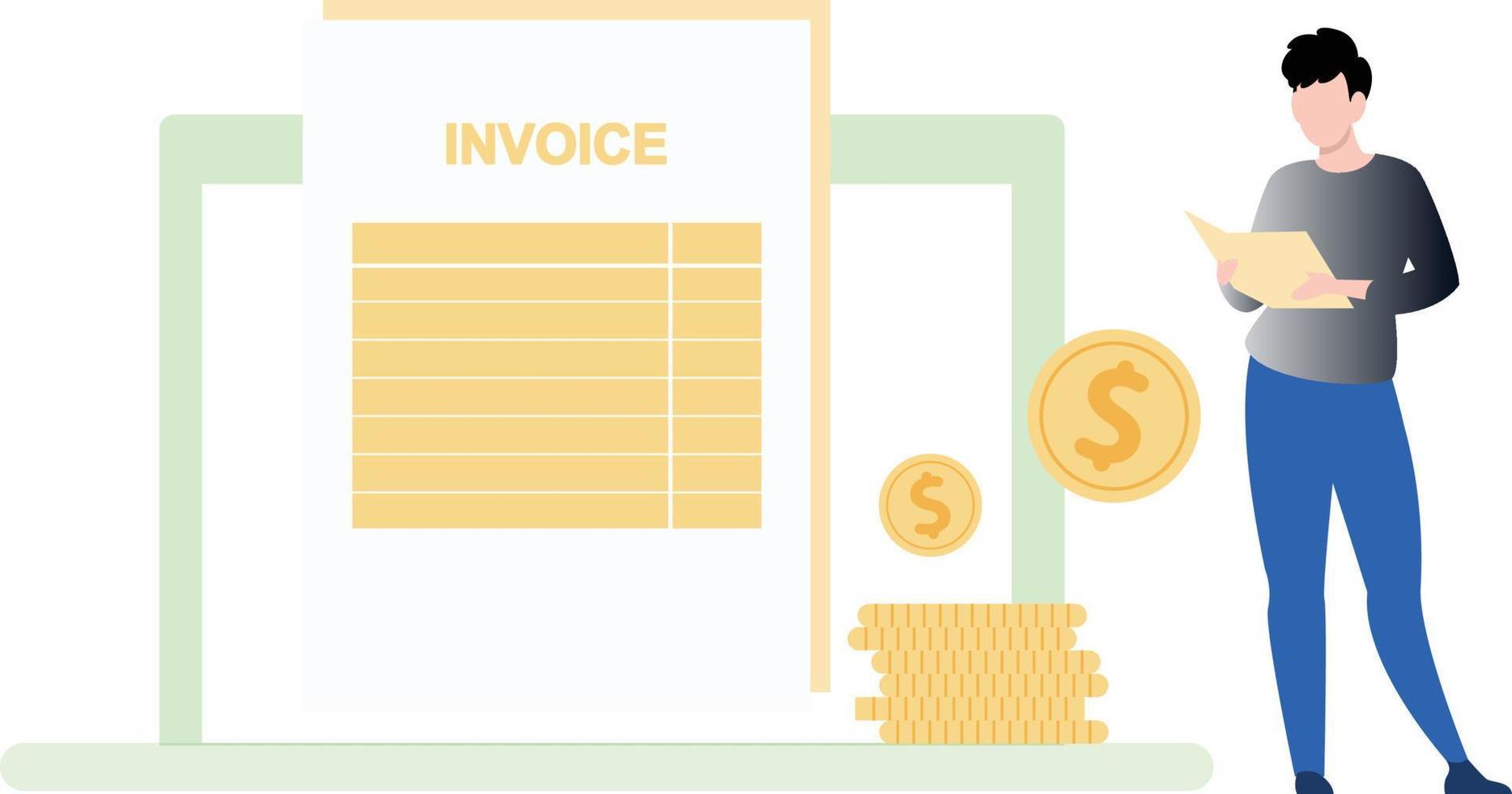The boy is working on a dollar receipt. vector