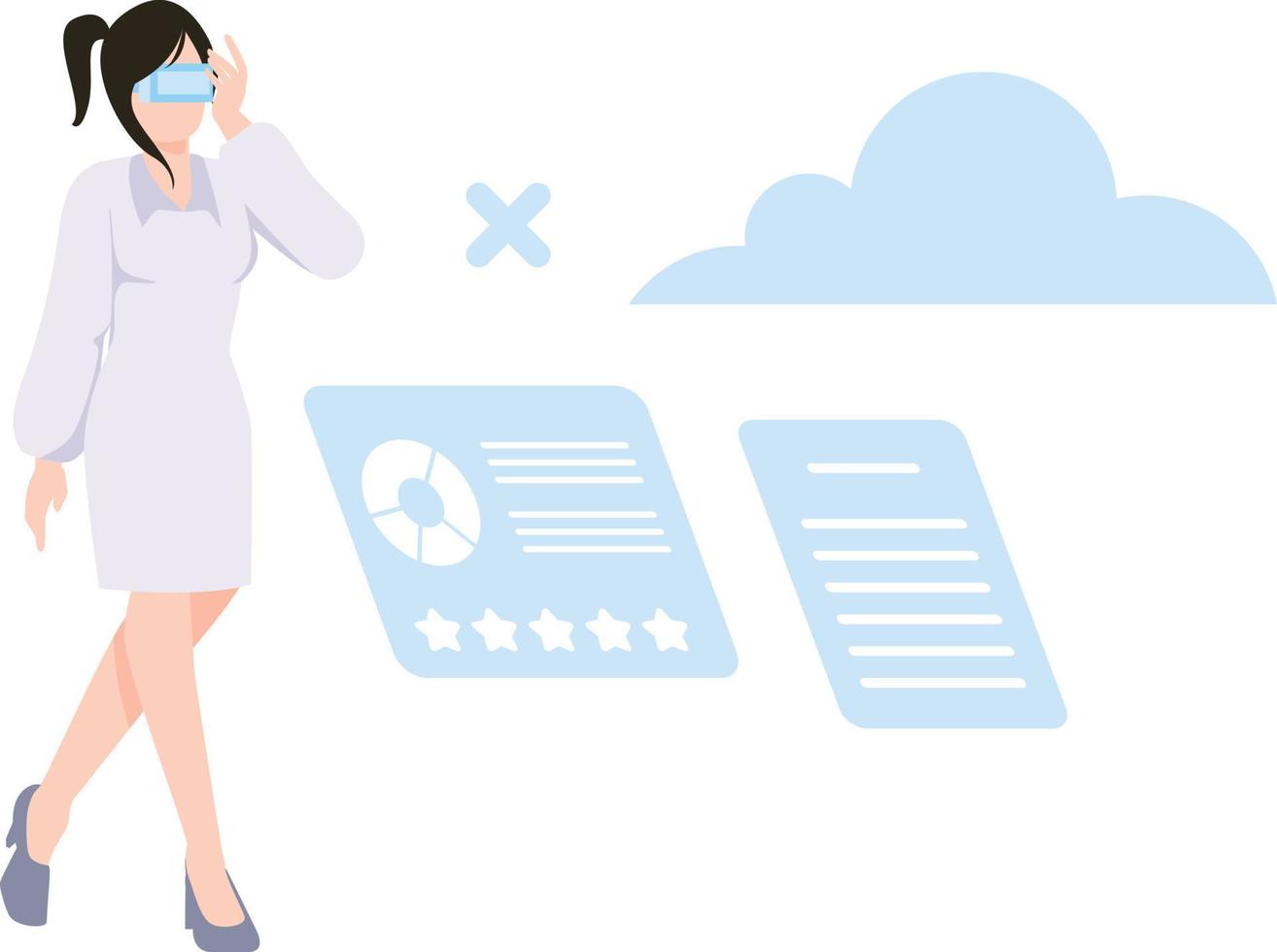 The girl is looking at the chart ranking. vector