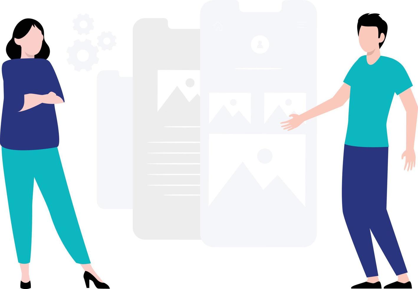 The boy and the girl are standing. vector