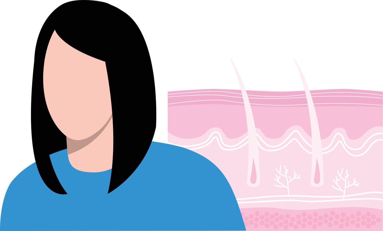 The girl is having her skin hair treated. vector