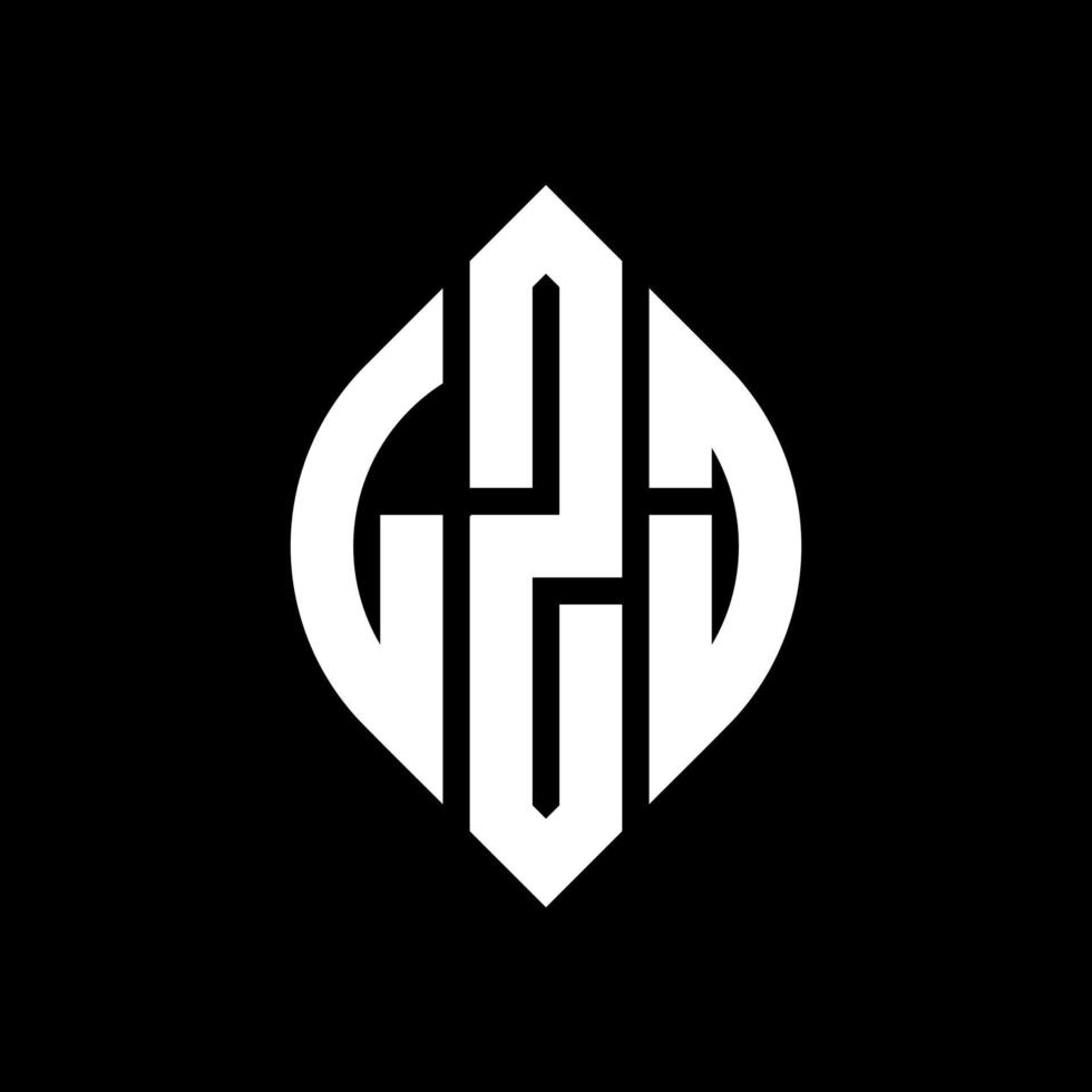 LZJ circle letter logo design with circle and ellipse shape. LZJ ellipse letters with typographic style. The three initials form a circle logo. LZJ Circle Emblem Abstract Monogram Letter Mark Vector. vector