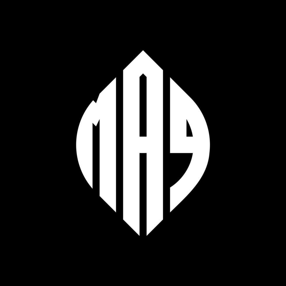 MAQ circle letter logo design with circle and ellipse shape. MAQ ellipse letters with typographic style. The three initials form a circle logo. MAQ Circle Emblem Abstract Monogram Letter Mark Vector. vector
