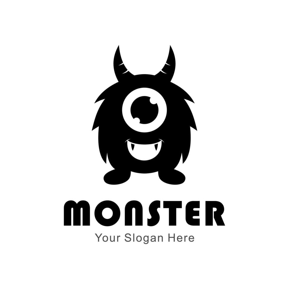 cute monster logo vector