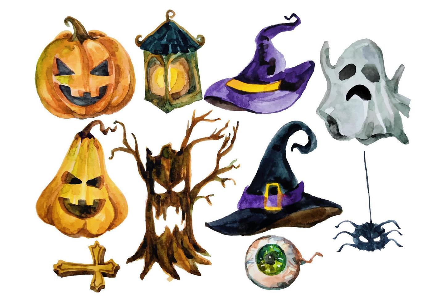 halloween watercolor ornament clipart vector