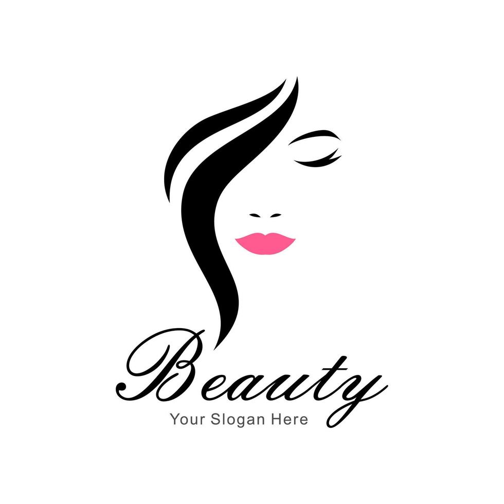 logotipo de mujer de cara de belleza vector