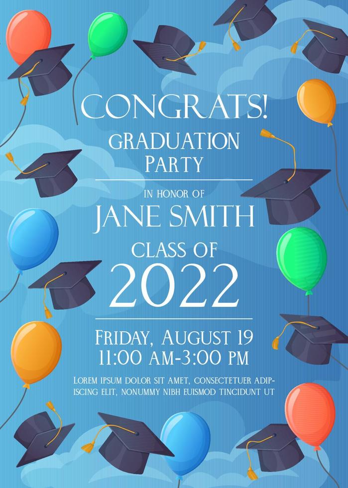 Graduation party invitation 2022 funny card. Sky with balloons 9108094 Vector Art at Vecteezy Graduation party invitation 2022 funny card. Sky with balloons 9108094 Vector Art at Vecteezy