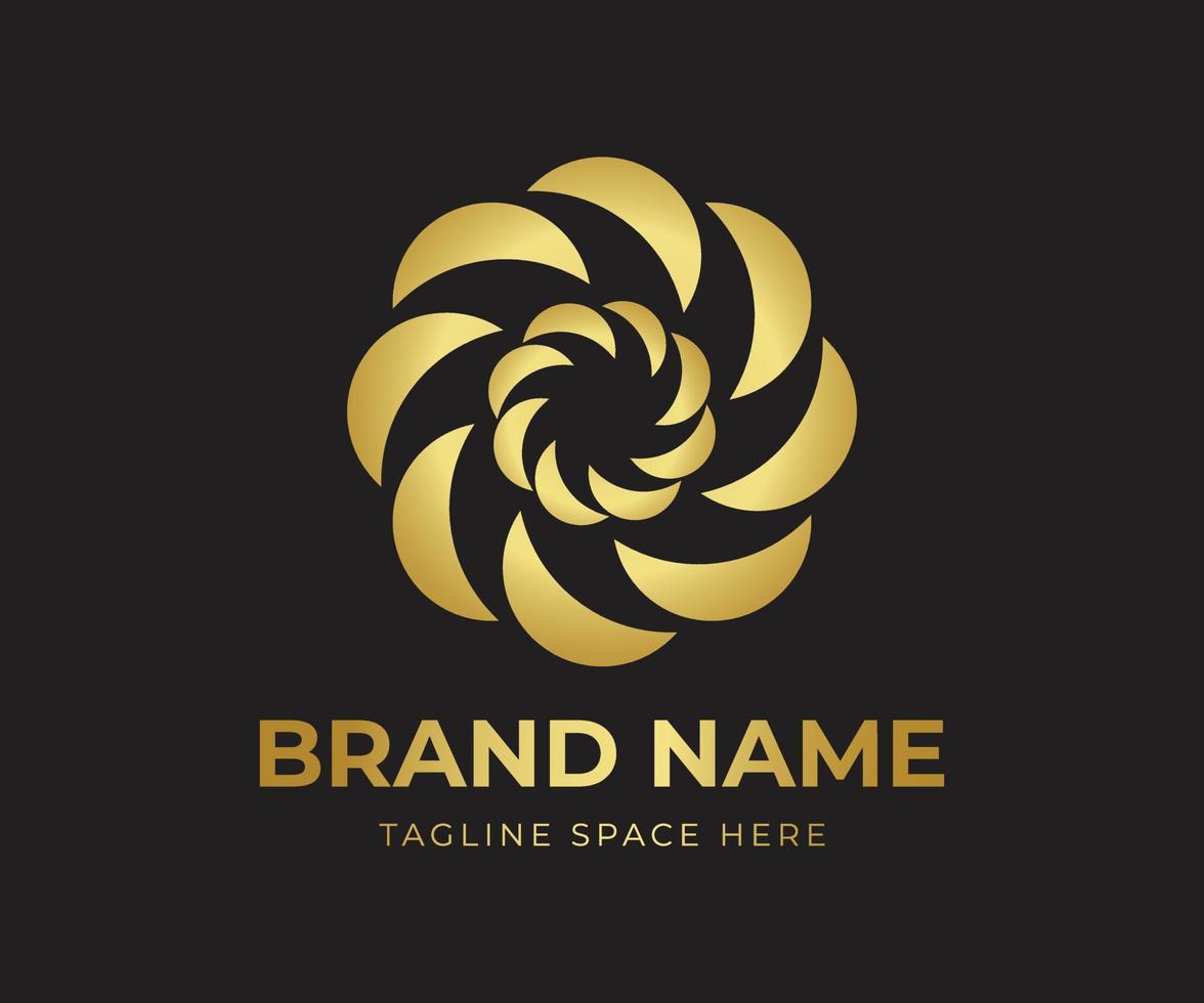Abstract Circle Logo, Floral Logo With Golden Color Logo vector