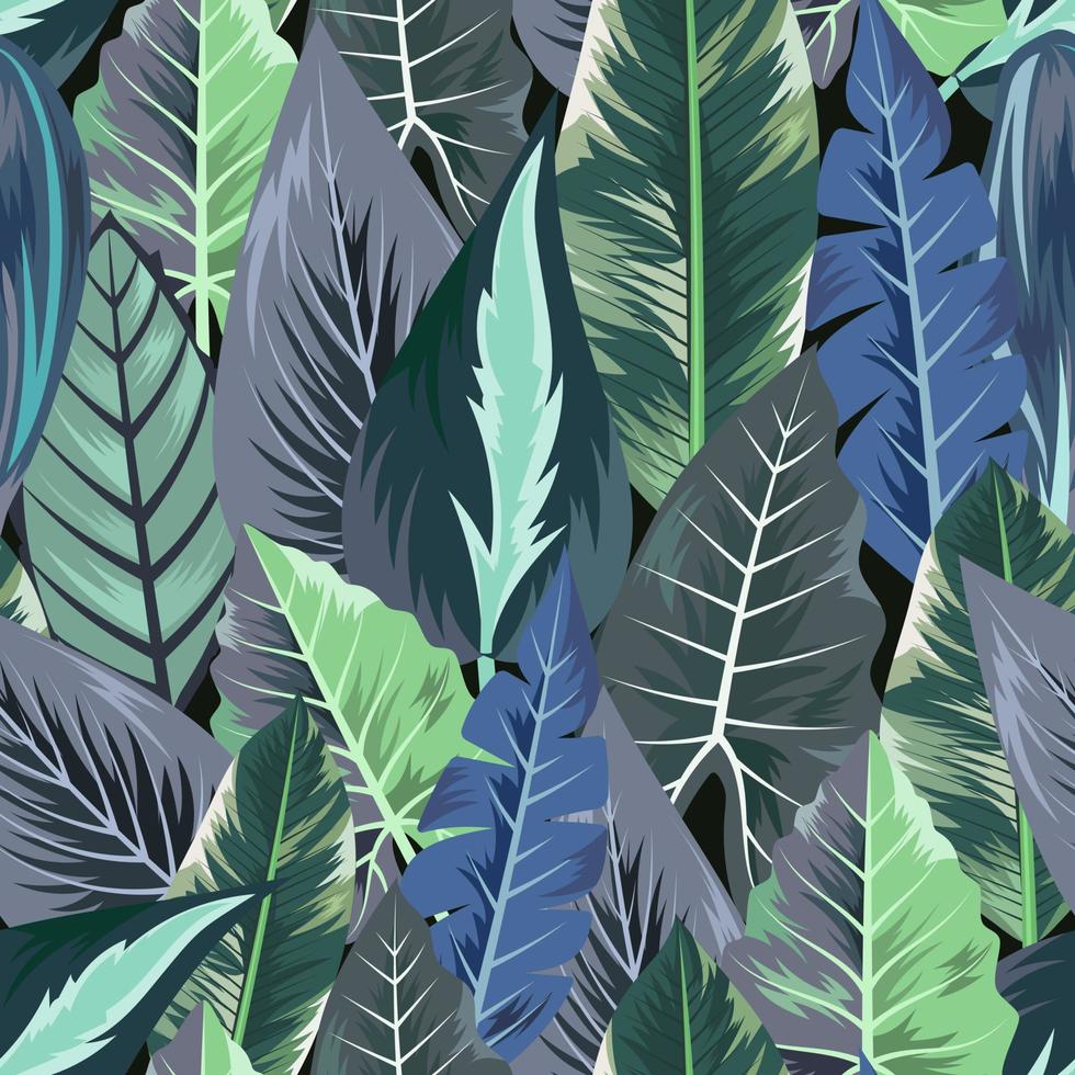 Seamless pattern with tropical beautiful leaves exotic background vector