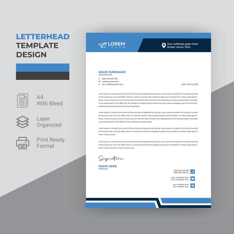 Modern vector business letterhead template free download