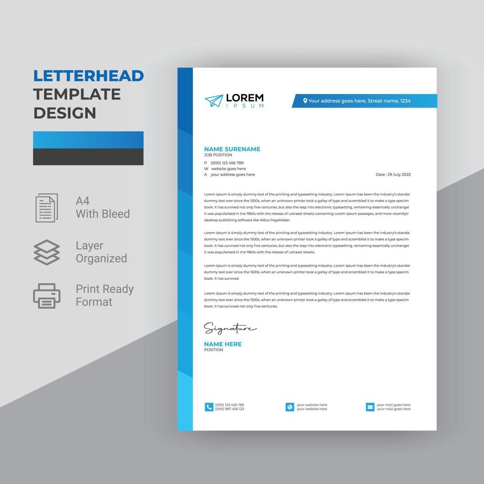 Modern vector business letterhead template free download