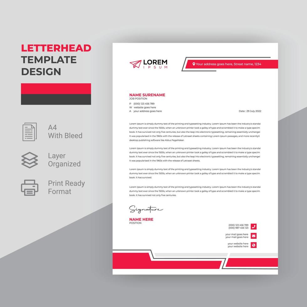 Modern vector business letterhead template free download