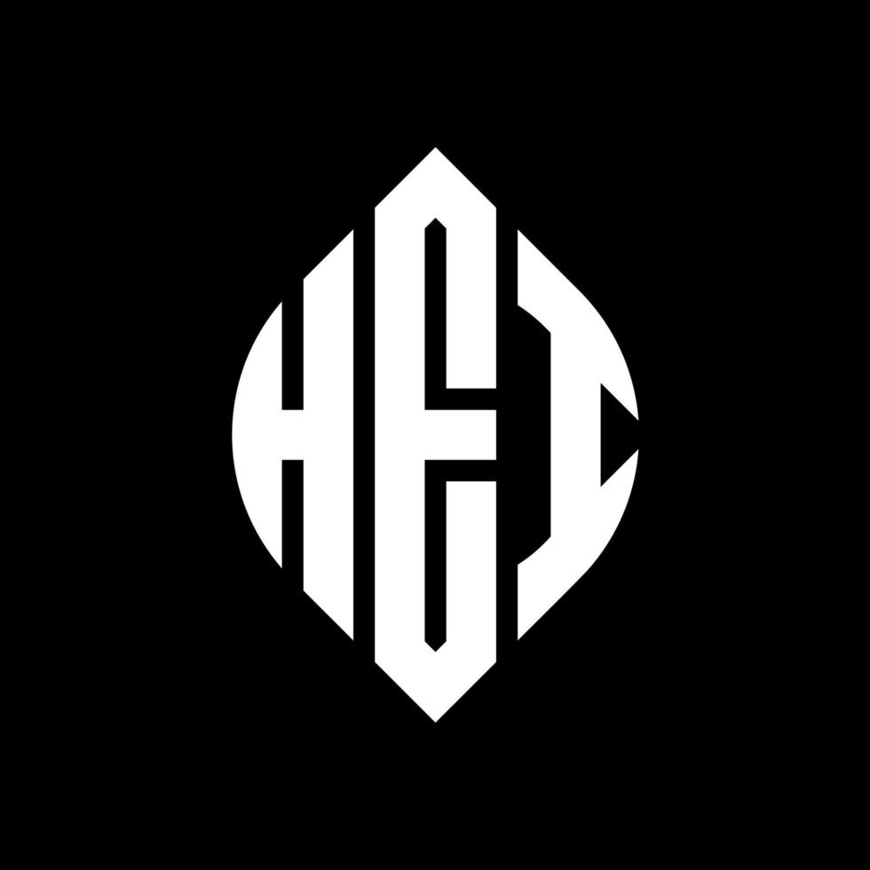 HEI circle letter logo design with circle and ellipse shape. HEI ellipse letters with typographic style. The three initials form a circle logo. HEI Circle Emblem Abstract Monogram Letter Mark Vector. vector