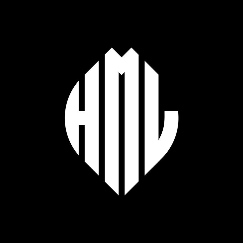 HML circle letter logo design with circle and ellipse shape. HML ellipse letters with typographic style. The three initials form a circle logo. HML Circle Emblem Abstract Monogram Letter Mark Vector. vector