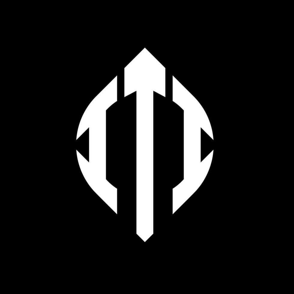 ITI circle letter logo design with circle and ellipse shape. ITI ellipse letters with typographic style. The three initials form a circle logo. ITI Circle Emblem Abstract Monogram Letter Mark Vector. vector