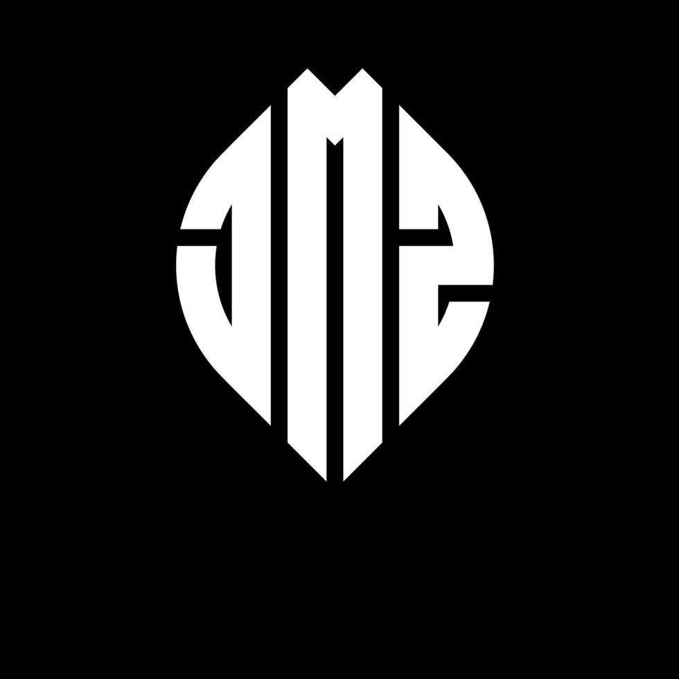JMZ circle letter logo design with circle and ellipse shape. JMZ ellipse letters with typographic style. The three initials form a circle logo. JMZ Circle Emblem Abstract Monogram Letter Mark Vector. vector