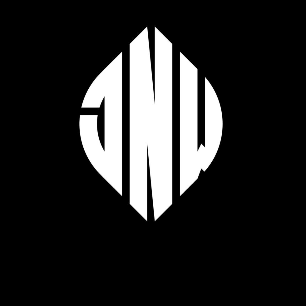 JNW circle letter logo design with circle and ellipse shape. JNW ellipse letters with typographic style. The three initials form a circle logo. JNW Circle Emblem Abstract Monogram Letter Mark Vector. vector