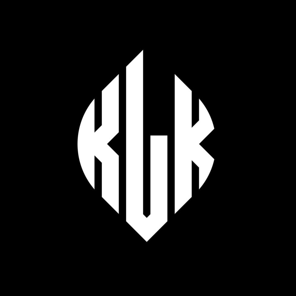 diseño de logotipo de letra de círculo klk con forma de círculo y elipse. klk letras elipses con estilo tipográfico. las tres iniciales forman un logo circular. vector de marca de letra de monograma abstracto del emblema del círculo klk.