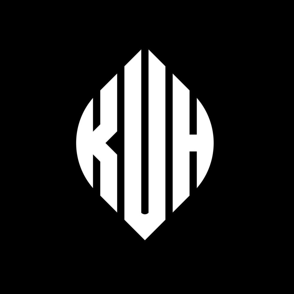 diseño de logotipo de letra de círculo kuh con forma de círculo y elipse. kuh letras elipses con estilo tipográfico. las tres iniciales forman un logo circular. kuh círculo emblema resumen monograma letra marca vector. vector