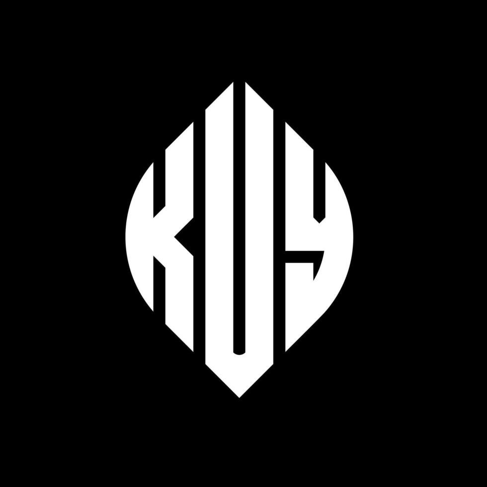 diseño de logotipo de letra de círculo kuy con forma de círculo y elipse. letras de elipse kuy con estilo tipográfico. las tres iniciales forman un logo circular. vector de marca de letra de monograma abstracto del emblema del círculo kuy.